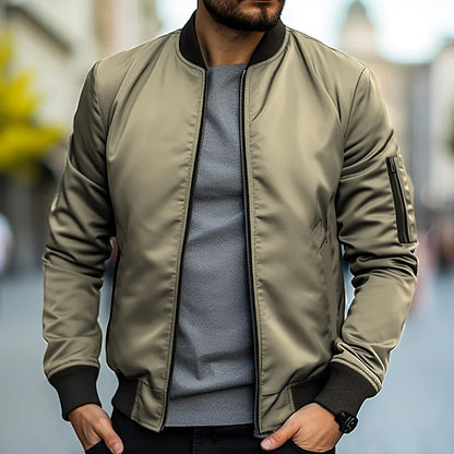 Herren Bomberjacke Hoch Modern Reißverschluss