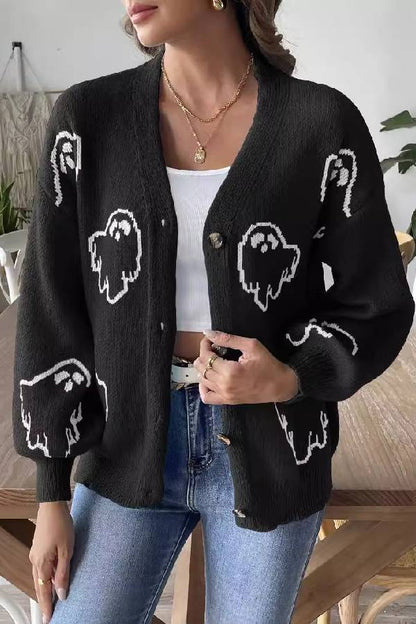 Cartoon Jacquard Jacke Bequem Lässig