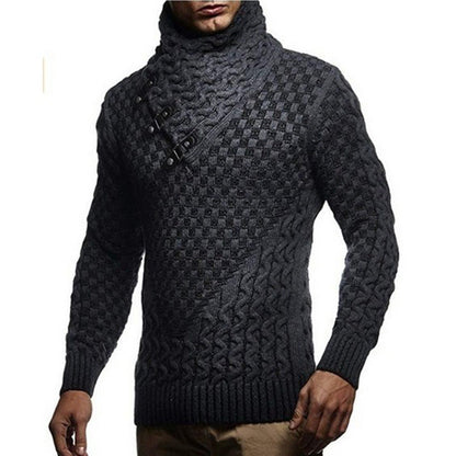 Herren Strickpullover Hochkragen Strukturmuster Modern