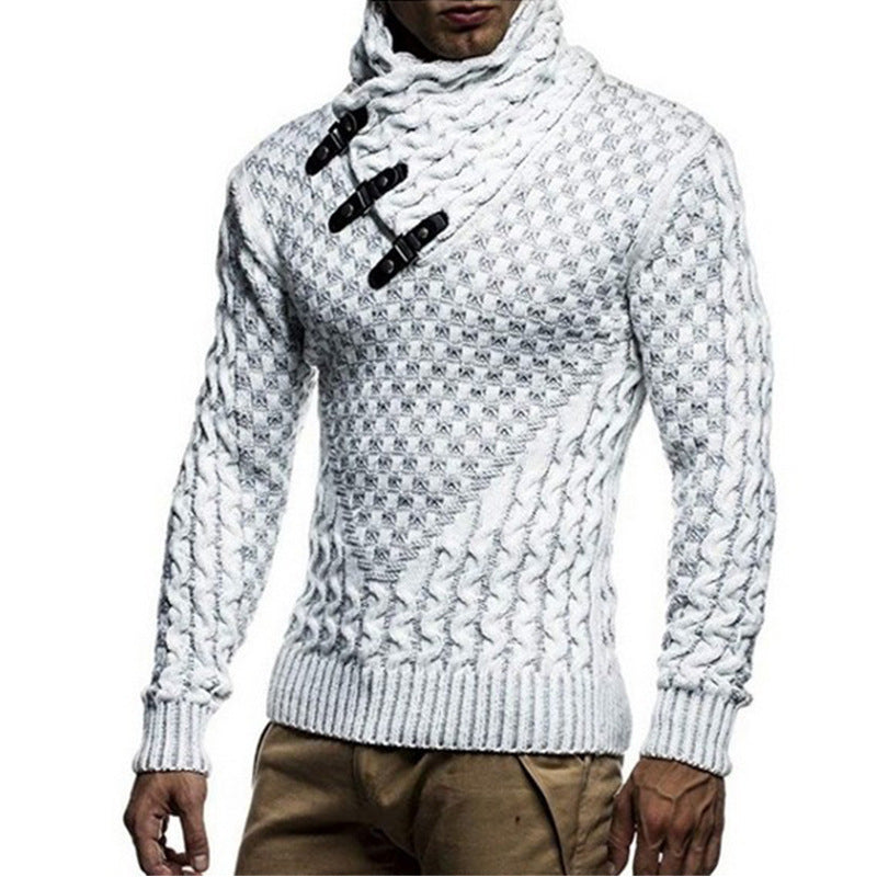 Herren Strickpullover Hochkragen Strukturmuster Modern