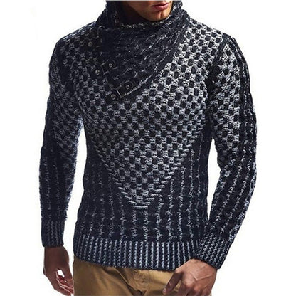 Herren Strickpullover Hochkragen Strukturmuster Modern