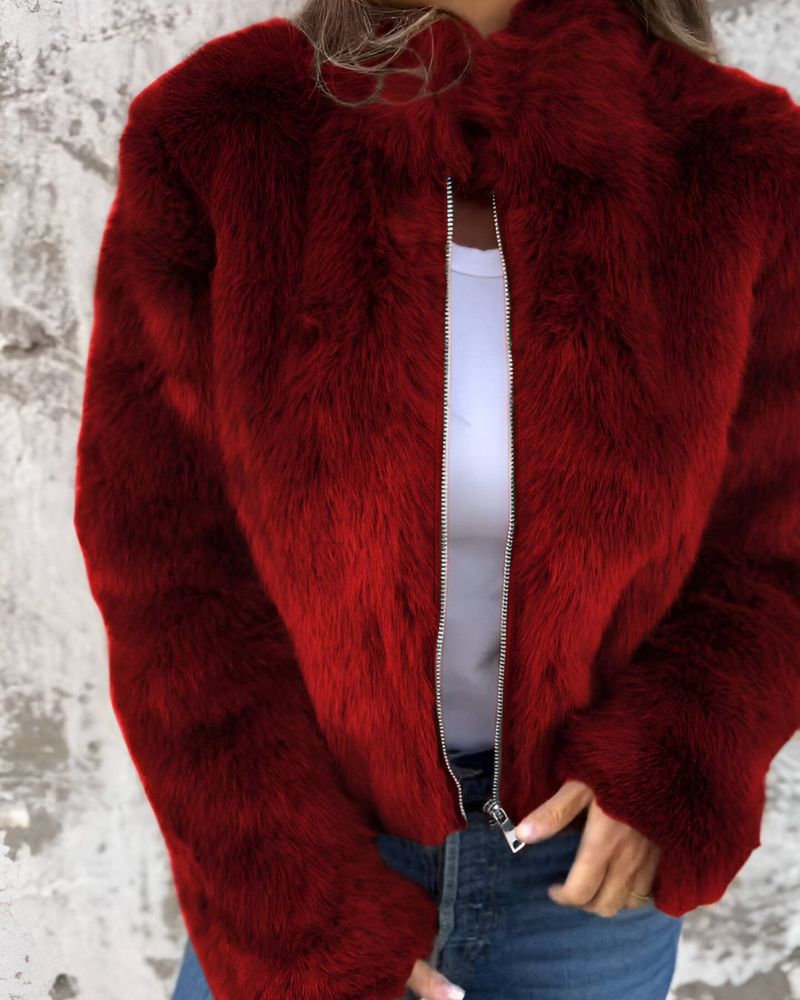 Winterjacke Damen Hochkragen Flauschig Warm