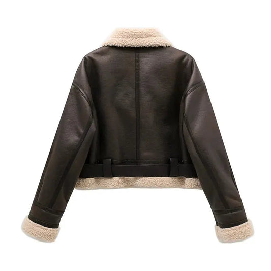 Weiche Damenjacke Plüschfutter Warm - IdealeKleiden