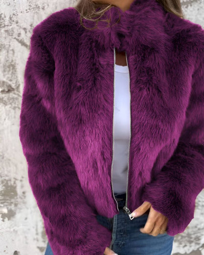 Winterjacke Damen Hochkragen Flauschig Warm