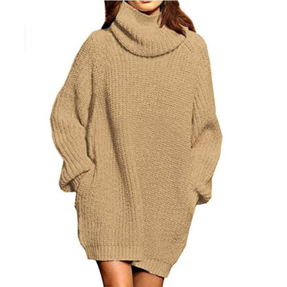 Damen Oversized Pullover Hochkragen Lässig Chic