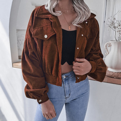 Modische Cordjacke Damen Kurz & Stylish