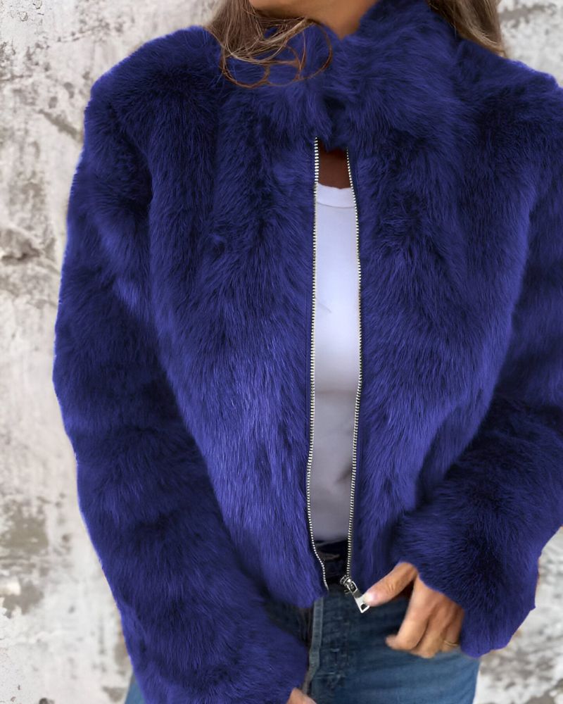 Winterjacke Damen Hochkragen Flauschig Warm