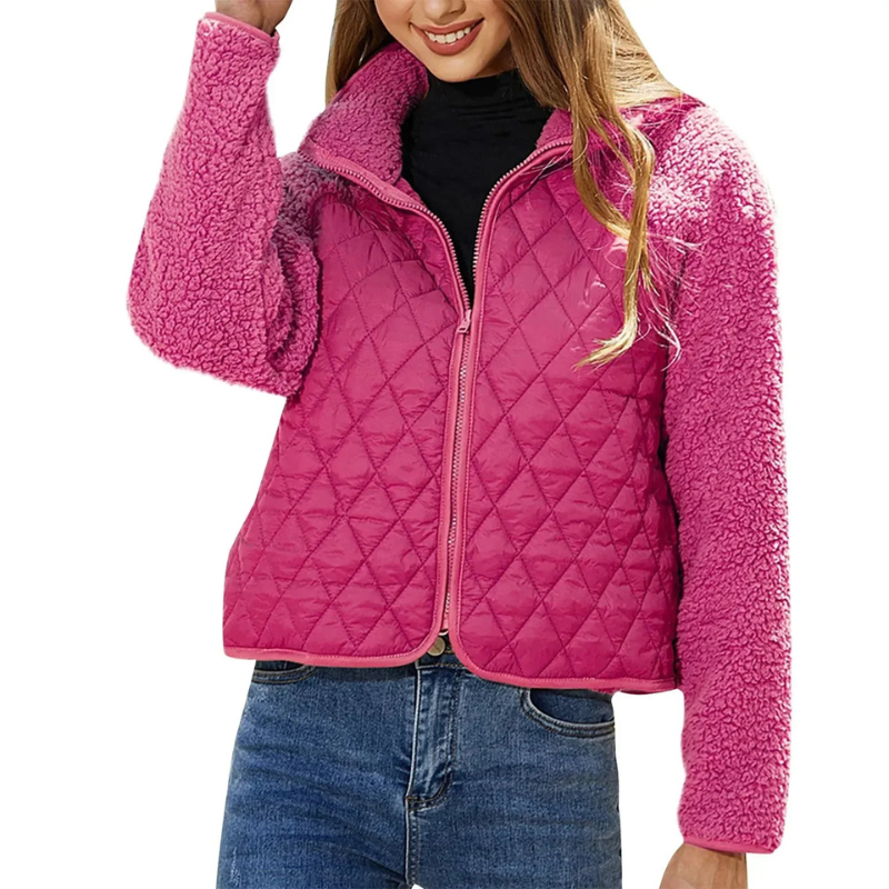 Gepolsterte Kurzjacke Stehkragen Damen