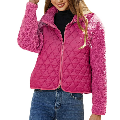 Gepolsterte Kurzjacke Stehkragen Damen