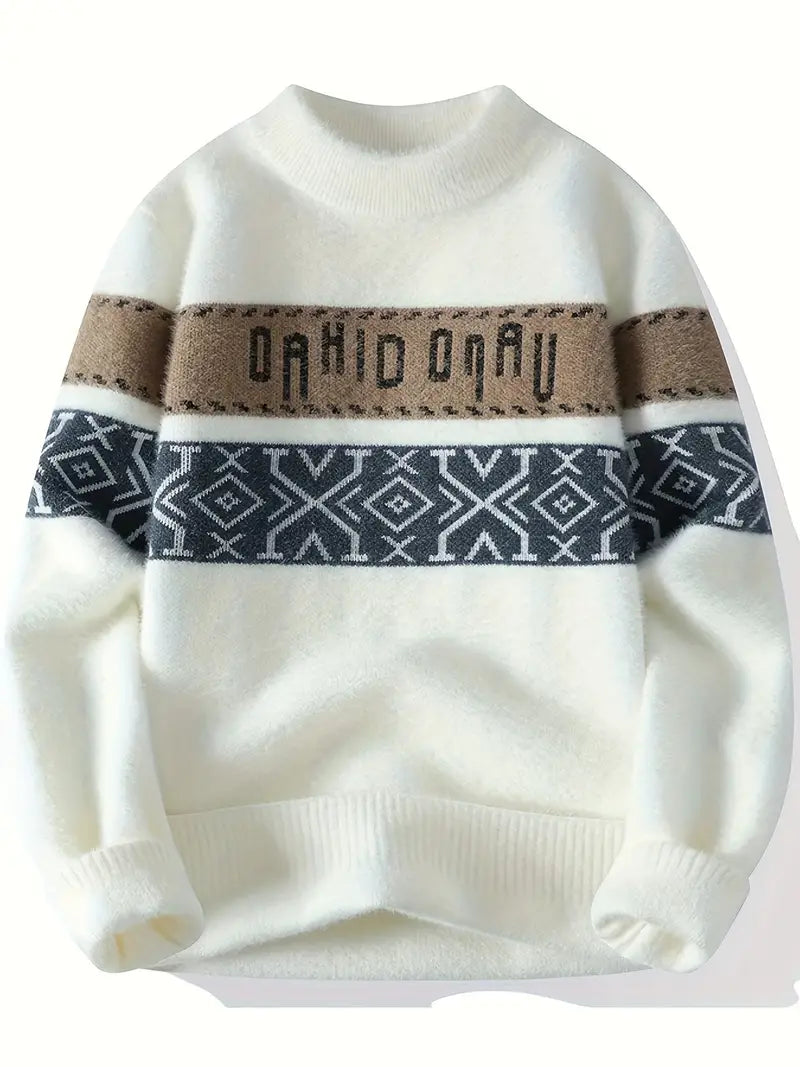 Stylischer Herren Pullover Geometrisches Muster - IdealeKleiden