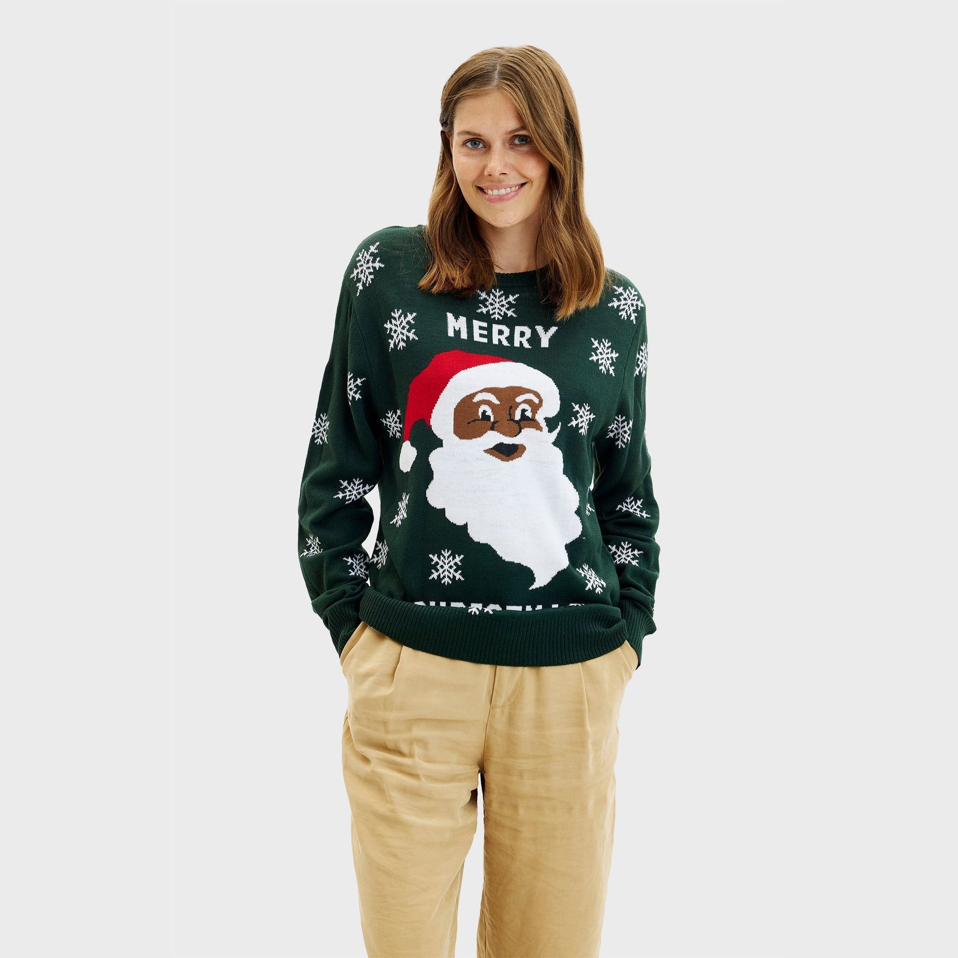Weihnachtspullover Santa Frau Festlich - IdealeKleiden