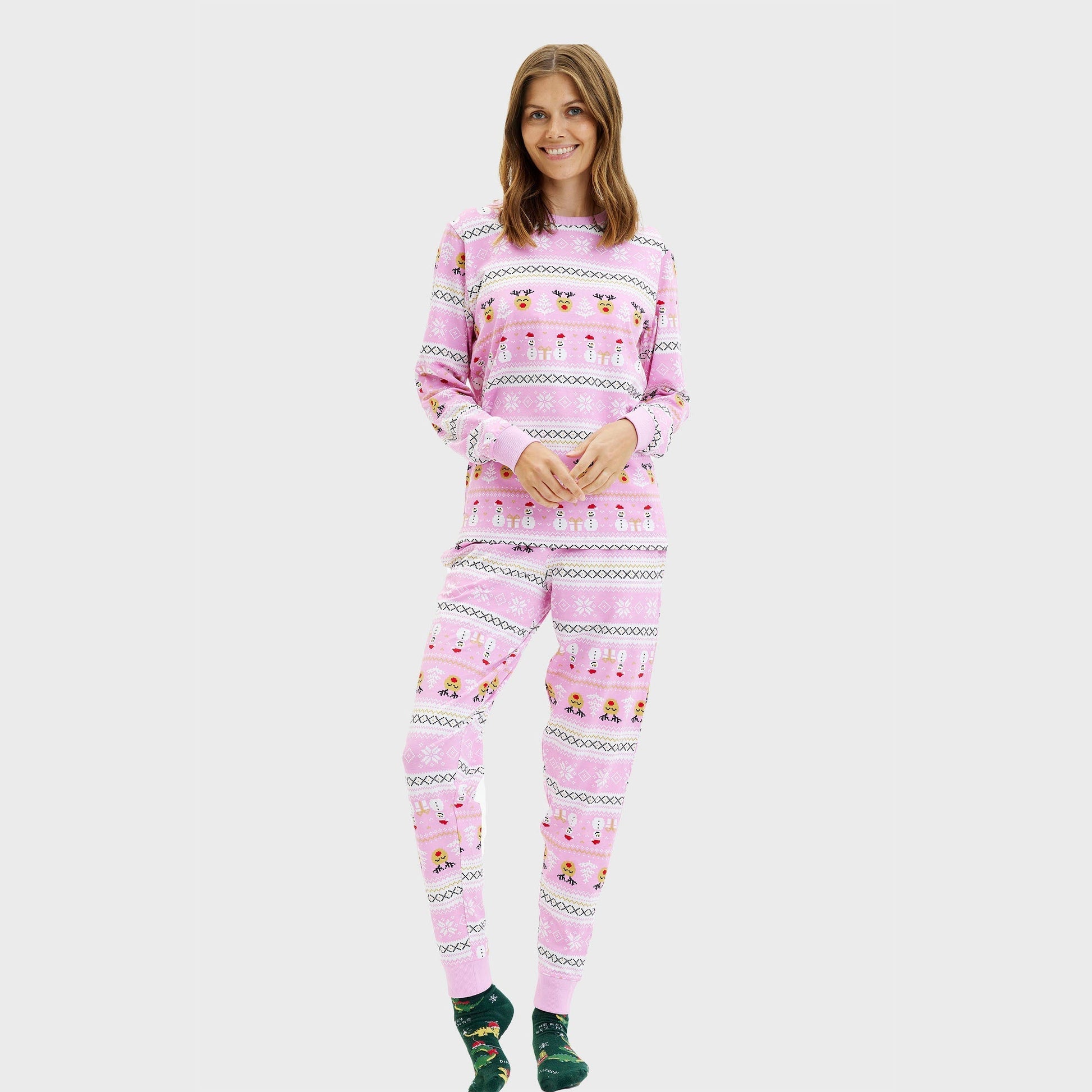 Weihnachtspyjama Damen Rosa Geschenkidee - IdealeKleiden