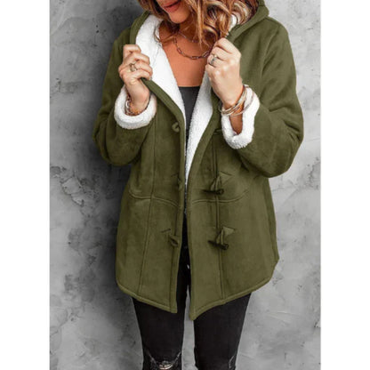 Mantel Damen Winterlich - Fleece Mantel mit Kapuze