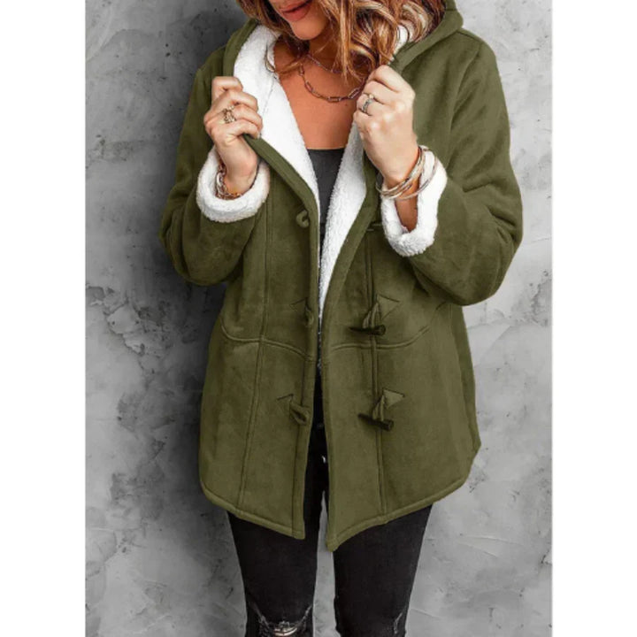 Mantel Damen Winterlich - Fleece Mantel mit Kapuze