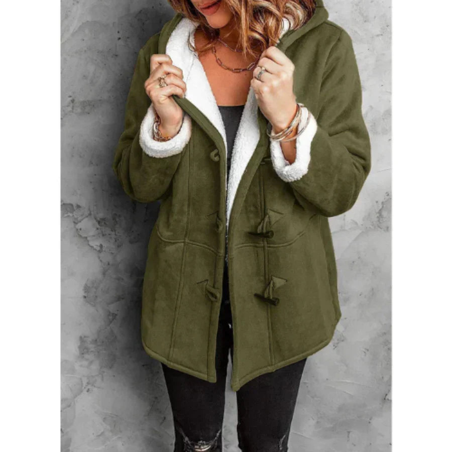 Kapuzenjacke Mittellang Bequem Fleece-Innenleben