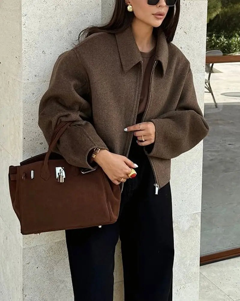 Eleganter Damen Wintermantel Zeitlos Georga Stil - IdealeKleiden