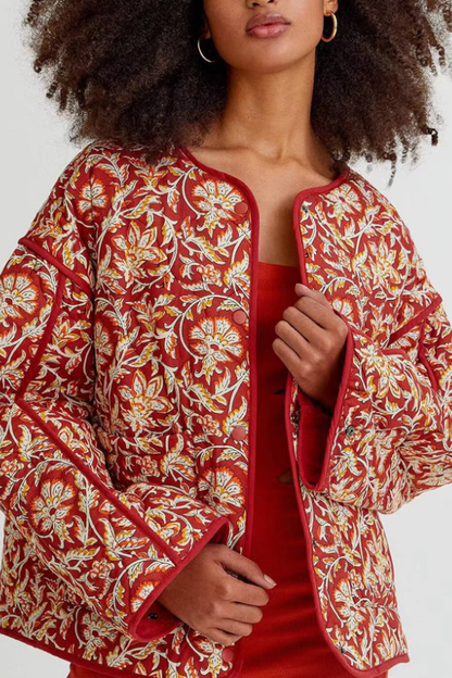 Sommerjacke Floral Print Lockere Blumenmuster - IdealeKleiden