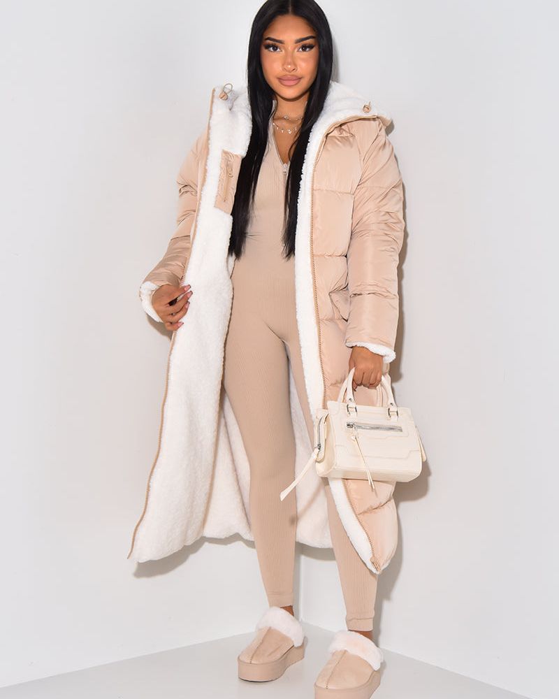 Lange Umkehrbare Winterjacke Damen