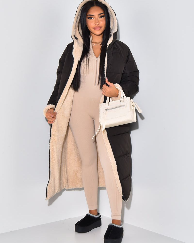 Lange Umkehrbare Winterjacke Damen
