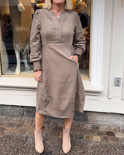 Retro Damenkleid Langärmlig Vintage Stil