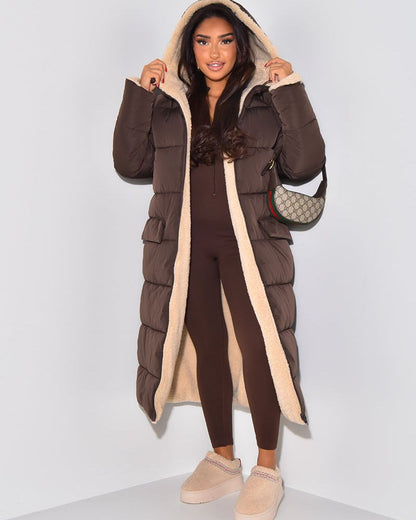 Lange Umkehrbare Winterjacke Damen