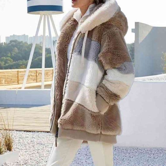 Modische Kapuzenjacke Color Block Design - IdealeKleiden