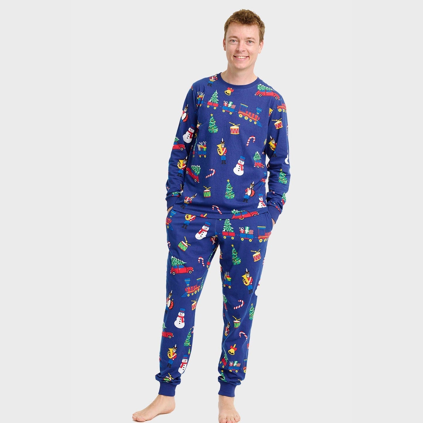 Weihnachts Pyjama Männer Festlich Rot - IdealeKleiden