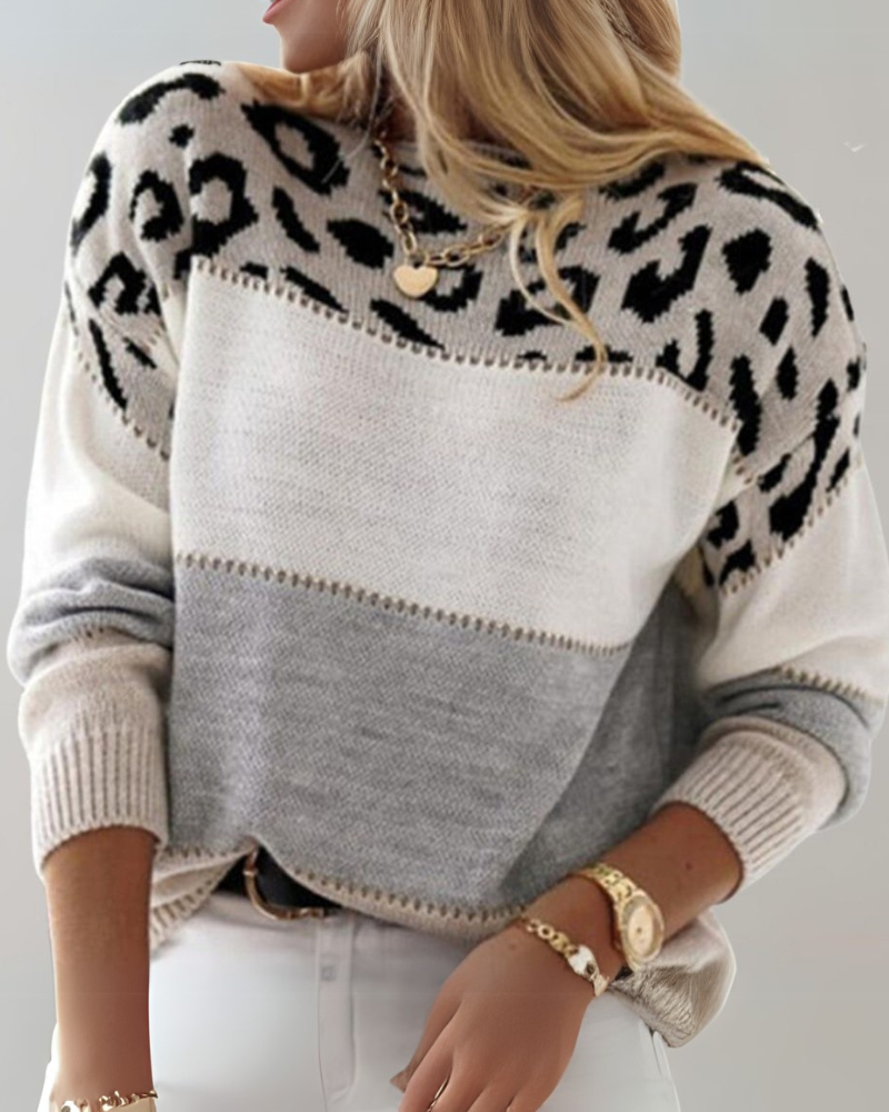 Leopard Pullover Damen Trendy Design - IdealeKleiden