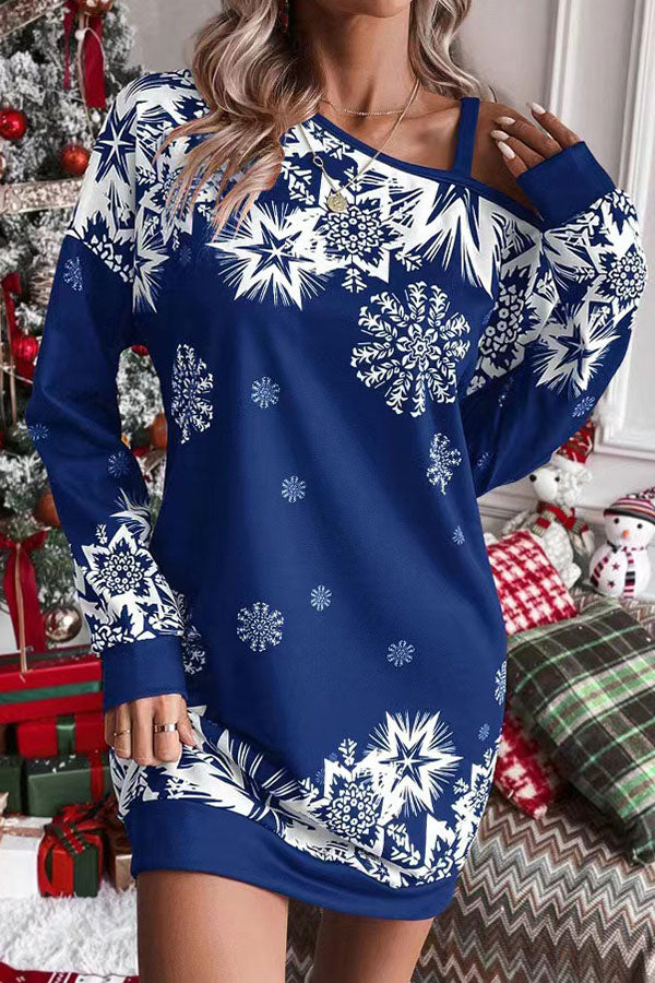 Weihnachtsschneeflocken Sweatkleid Lockere Passform