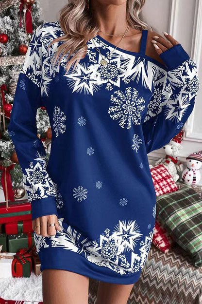 Weihnachtsschneeflocken Sweatkleid Lockere Passform