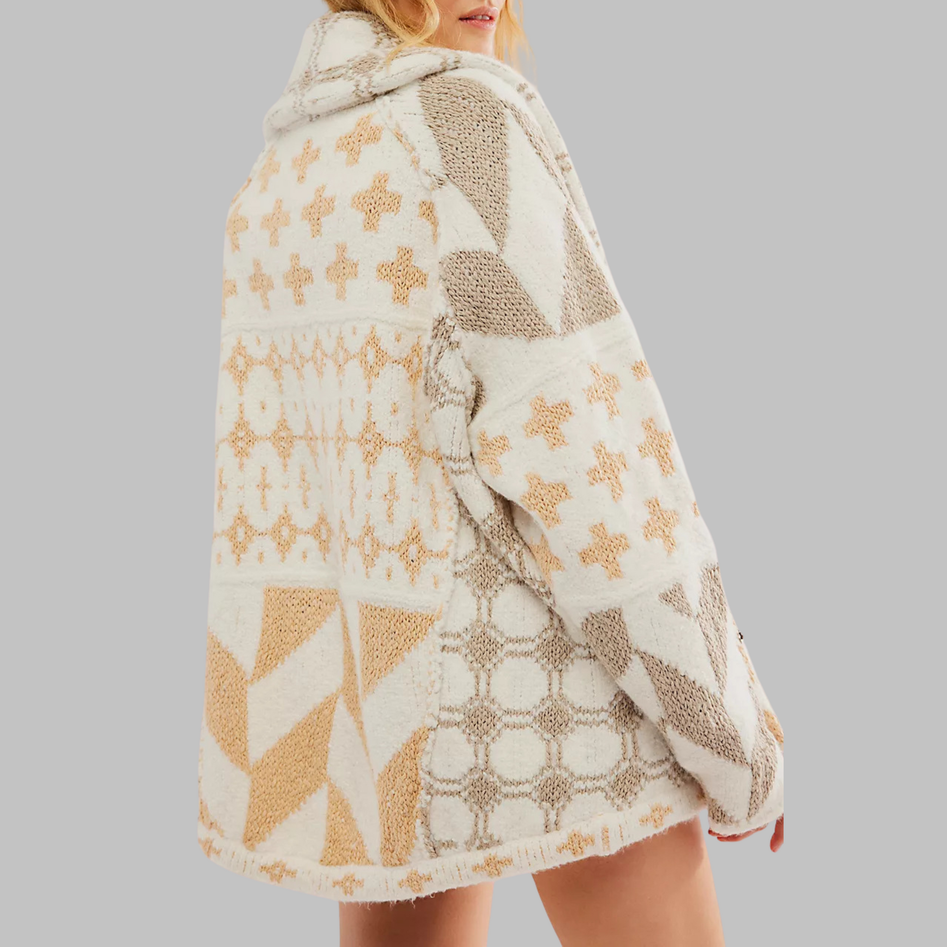 Gemütliche Softjacke mit Trendigen geometrischen Mustern - IdealeKleiden