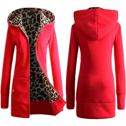 Damen Pulloverjacke Leopard Innenfutter Trendy Style - IdealeKleiden