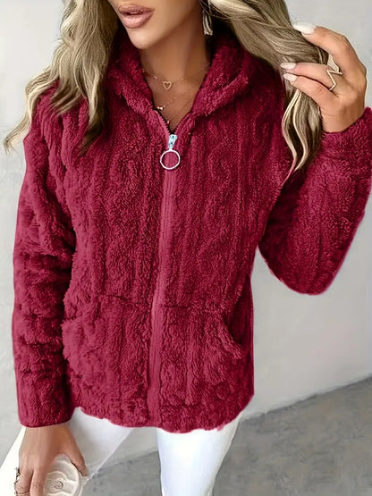 Klassischer Langarm Pullover mit Kapuze und Reißverschluss