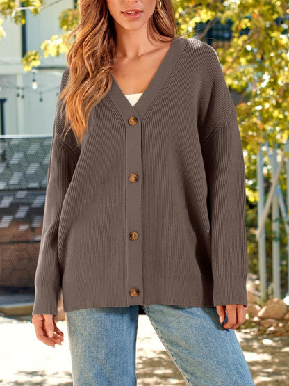 Stylische Strickjacke Damen Langarm Knöpfe