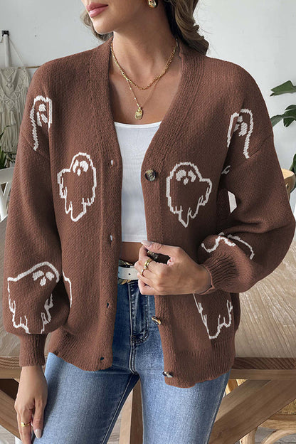 Spukhafte Halloween Pullover mit Knöpfen