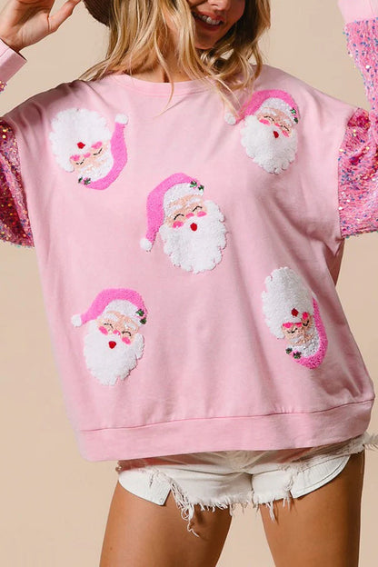 Weihnachtssweatshirt Lässig Glitzer Rundhals