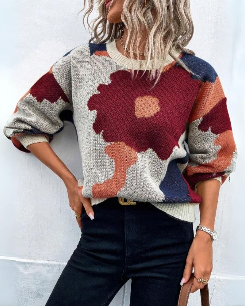Strickpullover Damen Modern Floral-Design