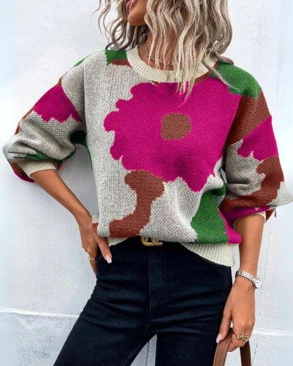 Strickpullover Damen Modern Floral-Design