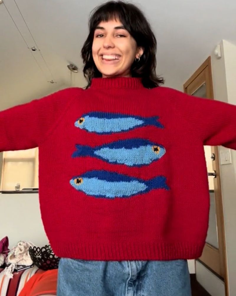 Fisch Pullover Modern Maritim - IdealeKleiden