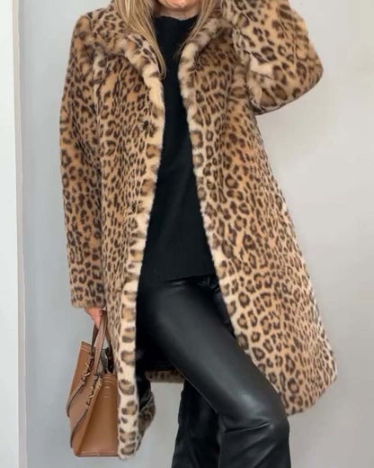 Leopard Jacke Damen Lange Weich