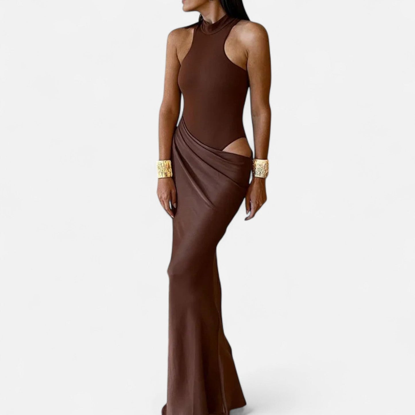 Damen Maxikleid Mit Cut-Out Neckholder Sommerkleid