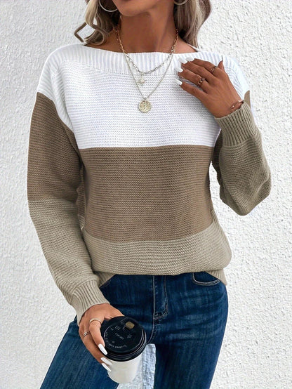 Stylischer Damen Pullover 3-Streifen Design