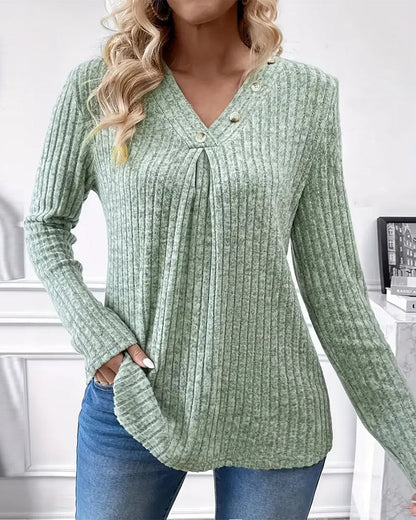 Elegante Damenbluse V-Ausschnitt Langarm