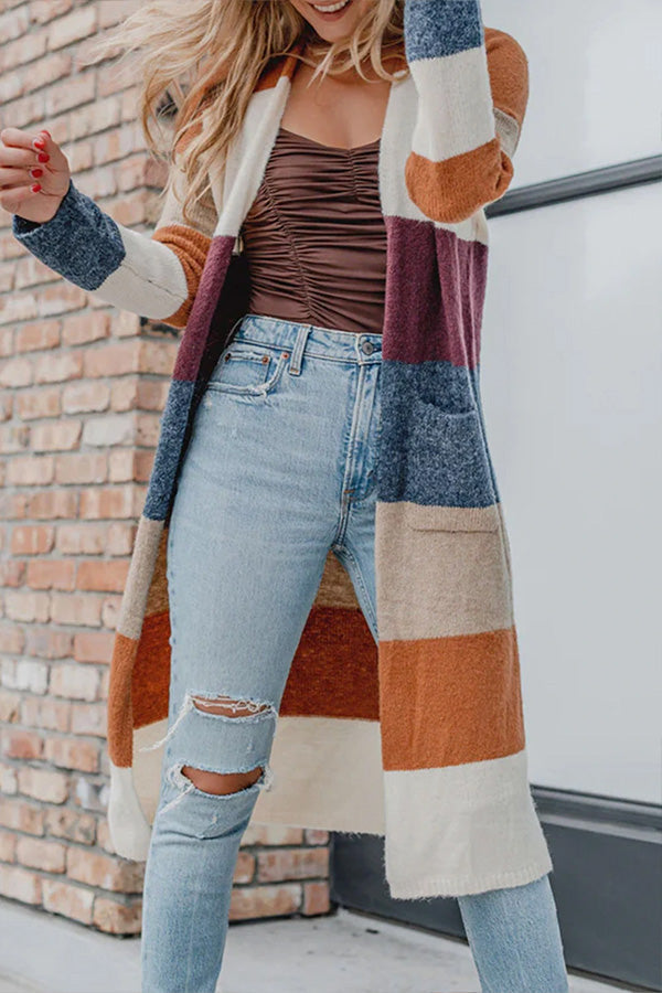 Gestrickte Cardigan mit Offener Vorderseite und Buntfarben