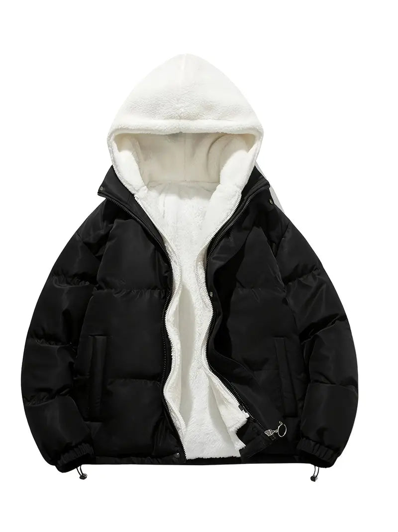 Stylische Winterjacke Fleece Kapuze Warm