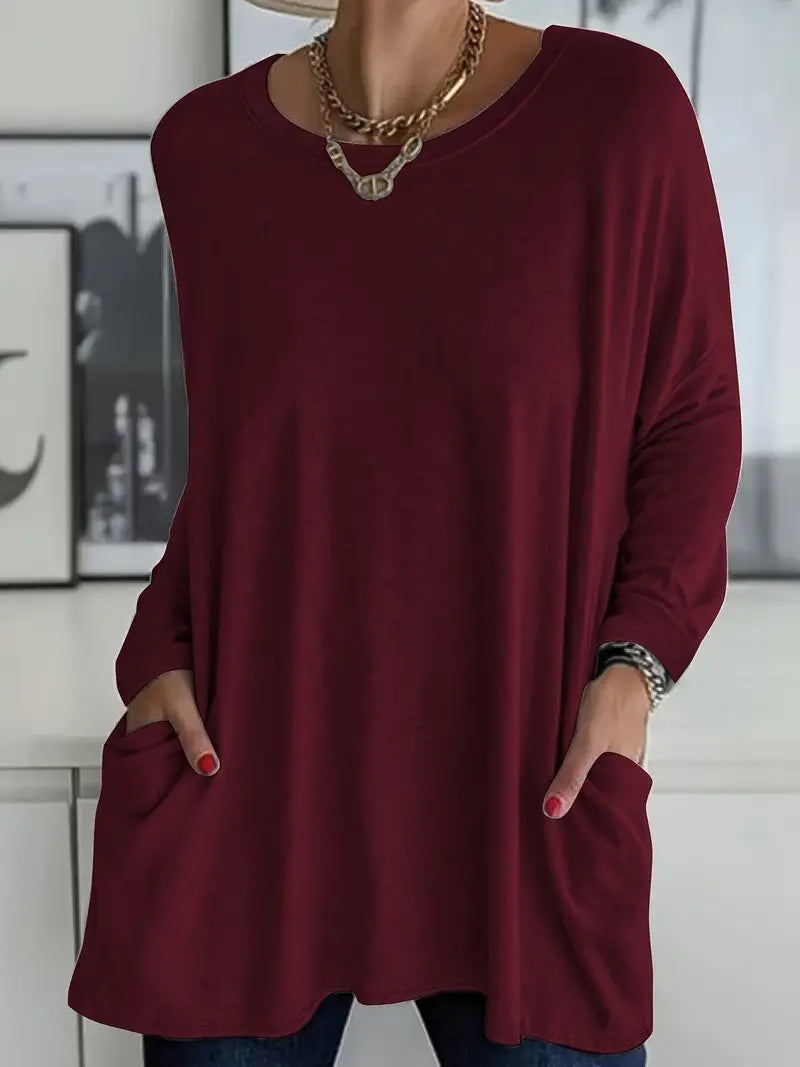 Damen Lockeres Langarmshirt Elegante Bluse