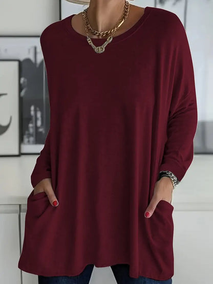 Damen Lockeres Langarmshirt Elegante Bluse