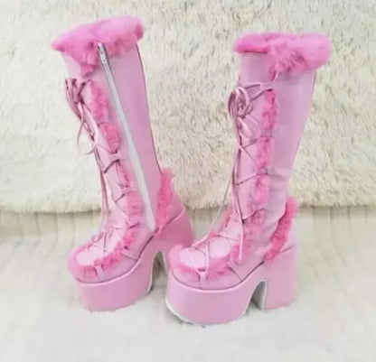 Warme Fellstiefel mit dicken Sohlen