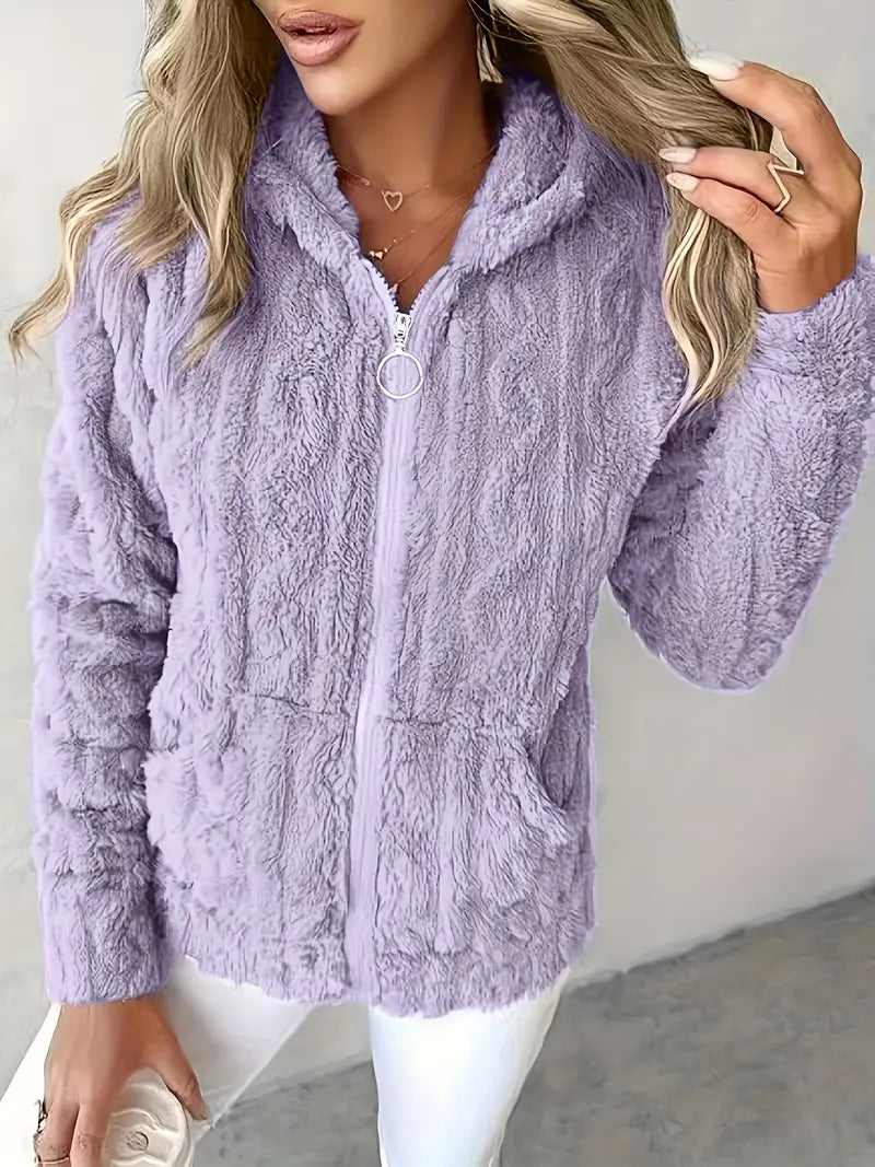 Klassischer Langarm Pullover mit Kapuze und Reißverschluss