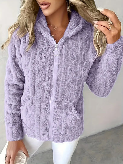 Klassischer Langarm Pullover mit Kapuze und Reißverschluss